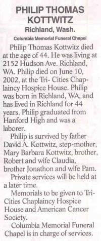 Philip Kottwitz - Funeral Notice