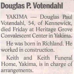 Doug Votendahl - Funeral Notice