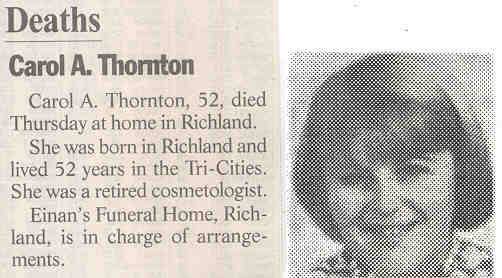 Carol Thornton - Death Notice